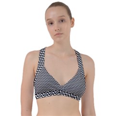 White Line Wave Black Pattern Sweetheart Sports Bra by Pakrebo