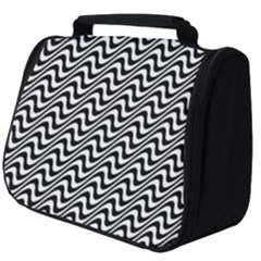 White Line Wave Black Pattern Full Print Travel Pouch (big)