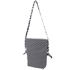 White Line Wave Black Pattern Folding Shoulder Bag