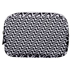 White Line Wave Black Pattern Make Up Pouch (small)