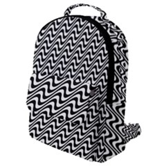 White Line Wave Black Pattern Flap Pocket Backpack (small)