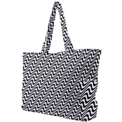 White Line Wave Black Pattern Simple Shoulder Bag