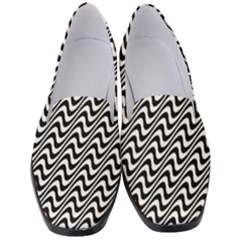 White Line Wave Black Pattern Women s Classic Loafer Heels