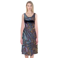 Fractal Art Artwork Globular Midi Sleeveless Dress by Pakrebo