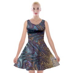 Fractal Art Artwork Globular Velvet Skater Dress by Pakrebo