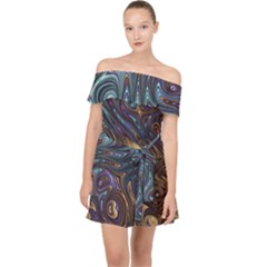 Fractal Art Artwork Globular Off Shoulder Chiffon Dress