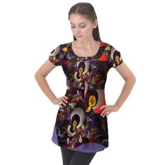 Metals Electrical Puff Sleeve Tunic Top