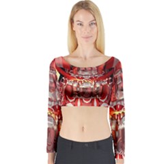 Mechanical Droid Mandelbulb Long Sleeve Crop Top by Pakrebo