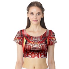 Mechanical Droid Mandelbulb Short Sleeve Crop Top by Pakrebo