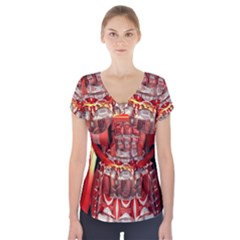 Mechanical Droid Mandelbulb Short Sleeve Front Detail Top by Pakrebo