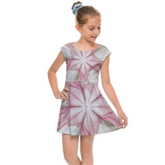 Pink Blue Flower Blossom Rose Kids  Cap Sleeve Dress by Pakrebo