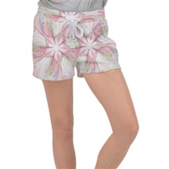 Pink Blue Flower Blossom Rose Women s Velour Lounge Shorts by Pakrebo