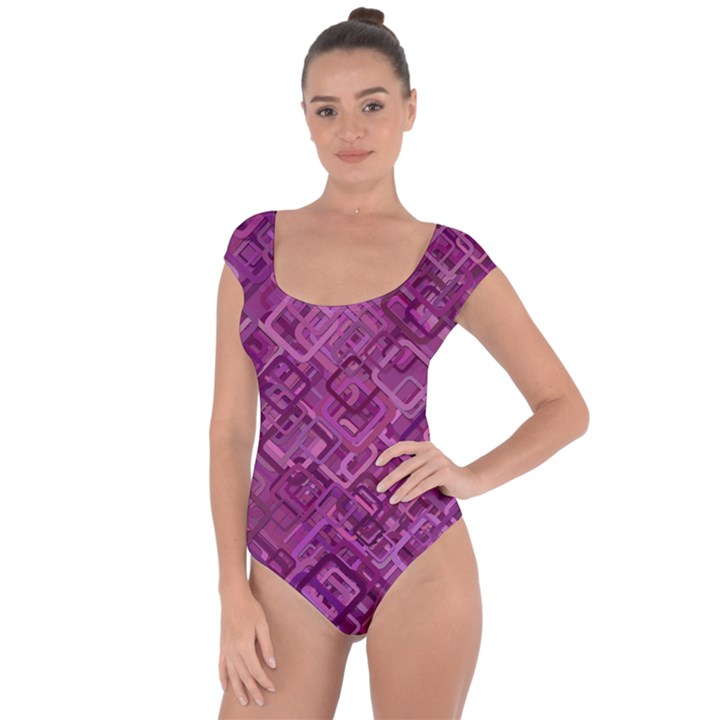 Purple Pattern Background Short Sleeve Leotard 