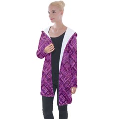 Purple Pattern Background Longline Hooded Cardigan