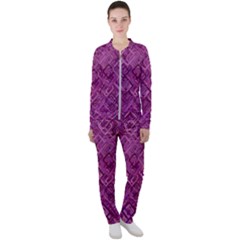 Purple Pattern Background Casual Jacket And Pants Set