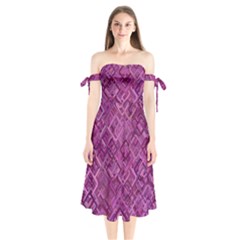 Purple Pattern Background Shoulder Tie Bardot Midi Dress by Pakrebo