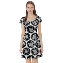 Pattern Swirl Spiral Repeating Short Sleeve Skater Dress by Pakrebo