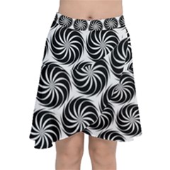 Pattern Swirl Spiral Repeating Chiffon Wrap Front Skirt by Pakrebo