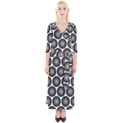 Pattern Swirl Spiral Repeating Quarter Sleeve Wrap Maxi Dress by Pakrebo