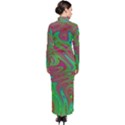 Fractal Art Neon Green Pink Turtleneck Maxi Dress View2