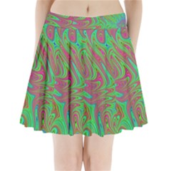 Fractal Art Neon Green Pink Pleated Mini Skirt by Pakrebo