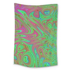 Fractal Art Neon Green Pink Large Tapestry by Pakrebo