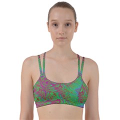 Fractal Art Neon Green Pink Line Them Up Sports Bra by Pakrebo