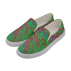 Fractal Art Neon Green Pink Women s Canvas Slip Ons by Pakrebo