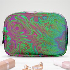 Fractal Art Neon Green Pink Make Up Pouch (small)