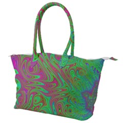 Fractal Art Neon Green Pink Canvas Shoulder Bag by Pakrebo