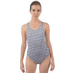 Wave Wave Lines Diagonal Seamless Cut-out Back One Piece Swimsuit by Pakrebo