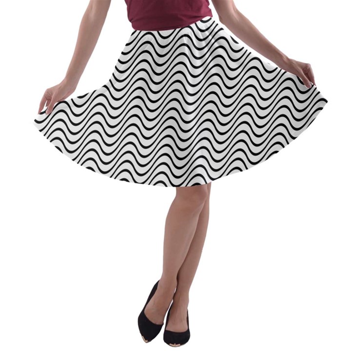 Wave Wave Lines Diagonal Seamless A-line Skater Skirt