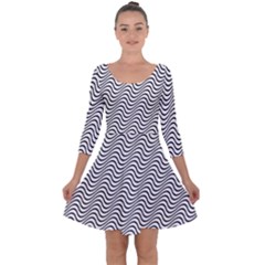 Wave Wave Lines Diagonal Seamless Quarter Sleeve Skater Dress by Pakrebo