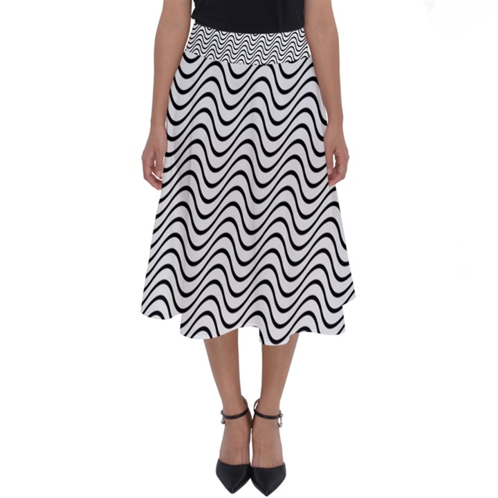 Wave Wave Lines Diagonal Seamless Perfect Length Midi Skirt