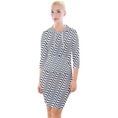 Wave Wave Lines Diagonal Seamless Quarter Sleeve Hood Bodycon Dress by Pakrebo