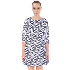 Wave Wave Lines Diagonal Seamless Smock Dress by Pakrebo