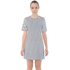 Wave Wave Lines Diagonal Seamless Sixties Short Sleeve Mini Dress by Pakrebo