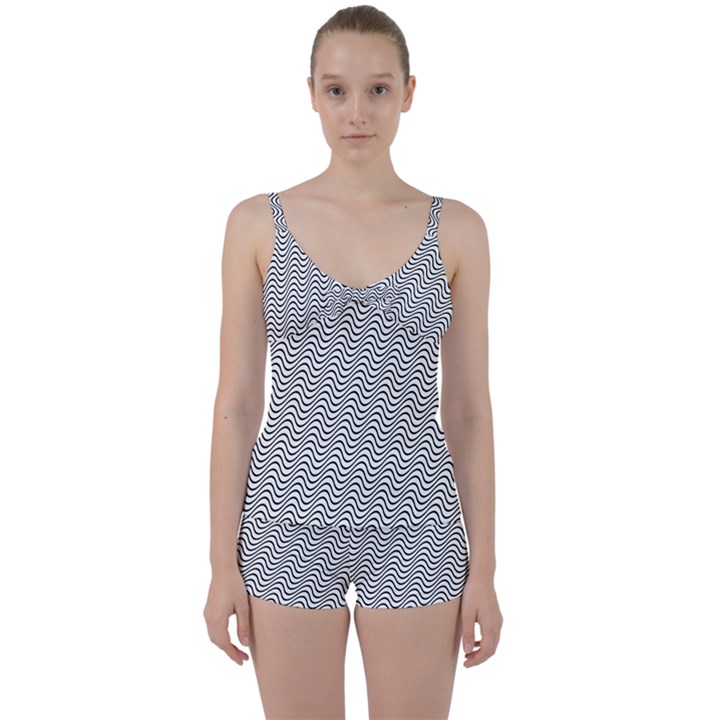 Wave Wave Lines Diagonal Seamless Tie Front Two Piece Tankini