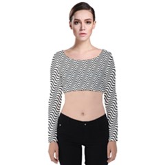 Wave Wave Lines Diagonal Seamless Velvet Long Sleeve Crop Top by Pakrebo