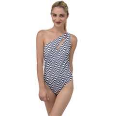 Wave Wave Lines Diagonal Seamless To One Side Swimsuit by Pakrebo