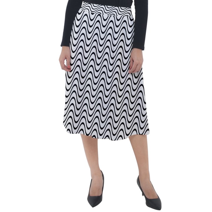 Wave Wave Lines Diagonal Seamless Classic Velour Midi Skirt 