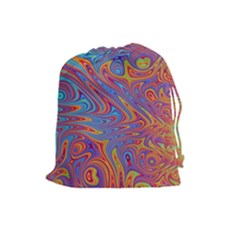 Fractal Psychedelic Fantasy Surreal Drawstring Pouch (large) by Pakrebo