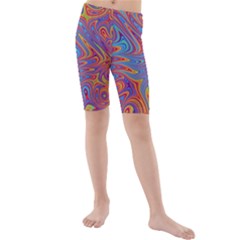 Fractal Psychedelic Fantasy Surreal Kids  Mid Length Swim Shorts by Pakrebo