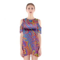 Fractal Psychedelic Fantasy Surreal Shoulder Cutout One Piece Dress by Pakrebo