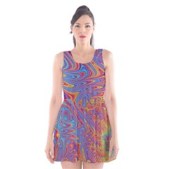 Fractal Psychedelic Fantasy Surreal Scoop Neck Skater Dress by Pakrebo