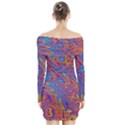 Fractal Psychedelic Fantasy Surreal Long Sleeve Off Shoulder Dress View2