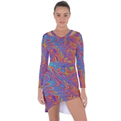 Fractal Psychedelic Fantasy Surreal Asymmetric Cut-out Shift Dress by Pakrebo