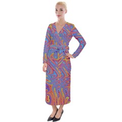 Fractal Psychedelic Fantasy Surreal Velvet Maxi Wrap Dress