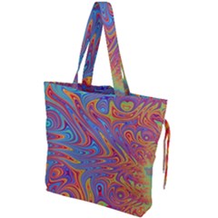 Fractal Psychedelic Fantasy Surreal Drawstring Tote Bag by Pakrebo