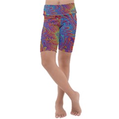 Fractal Psychedelic Fantasy Surreal Kids  Lightweight Velour Cropped Yoga Leggings